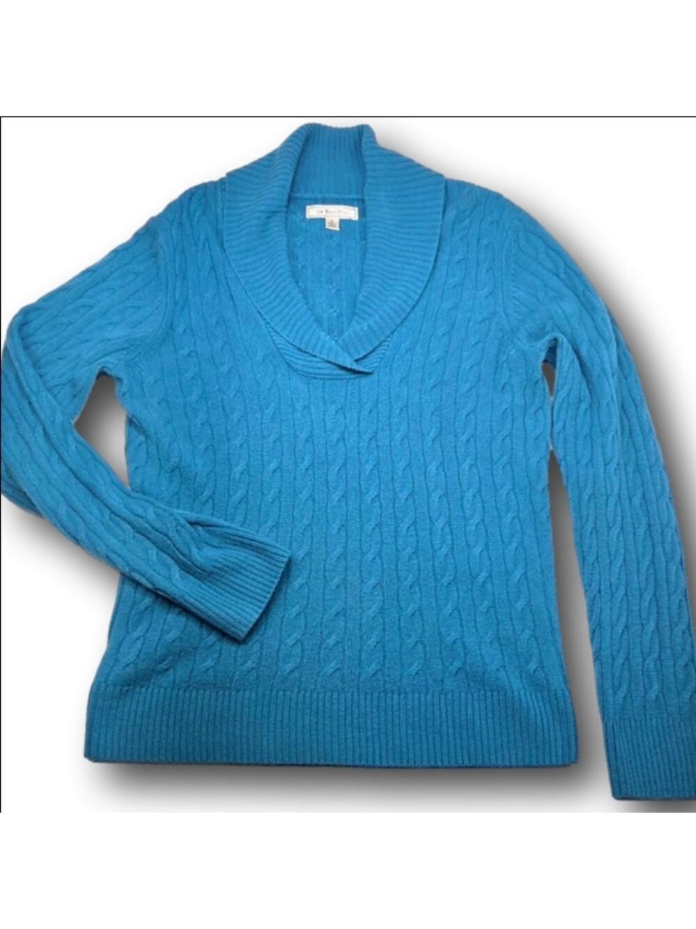Women's G.H. Bass & Co. Teal Cable Knit Cowl Neck Sweater L